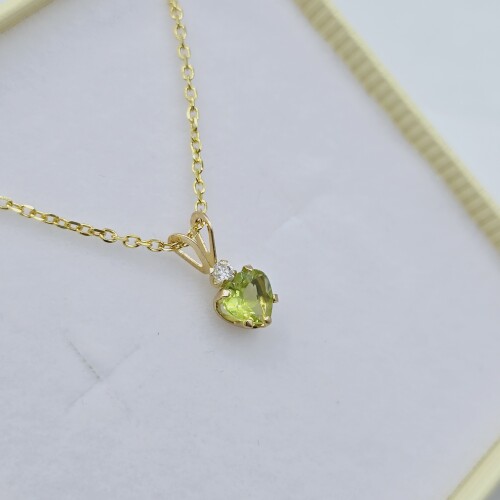 10KTYel Gold Heart Shape Pendant&Silver Chain-Note