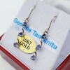 10KT White Gold Natural Tanzanite Dangling Earring - 2