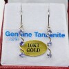 10KT White Gold Natural Tanzanite Dangling Earring - 3