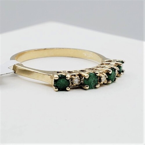 10KT Yellow & White Emerald with Diamond Ring-Note