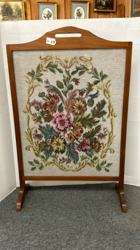 Needle Point Replica Fire Screen 22"W x 34"H