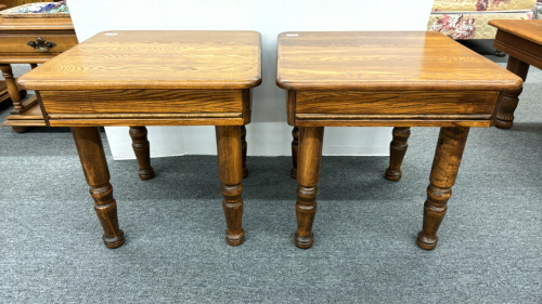 Pair of Oak End Tables 21"W x 21"D x 22"H