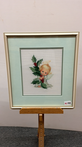 Christmas Angel Needlepoint Picture 15"W x 17"H