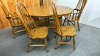 Oak Dbl Pedestal Table&6 Windsor Style Chairs-Note - 6