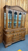 2 Piece Oak Buffet Hutch with Light - See Notes - 2