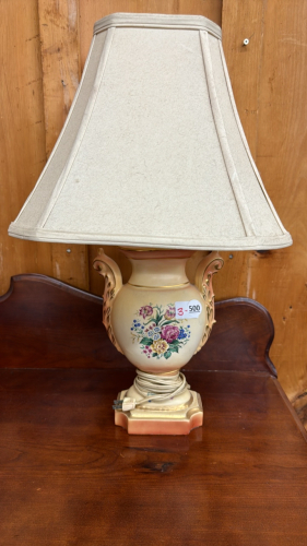 1950's Table Lamp with Floral Motif 22"H