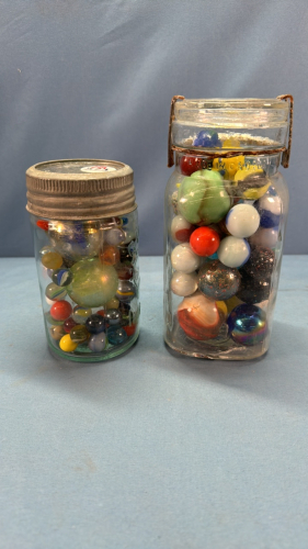 Pint & Quart of Various Sized Marbles