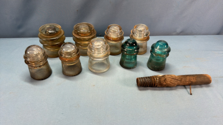 (9) Glass Insulators & (1) Spool