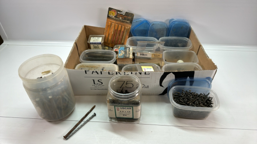 Quantity of Nails, Hardware & 16'Tape Measure