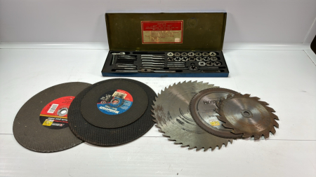 Tap & Die Set,Metal Cutting Wheels & (3)Saw Blades