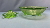 10" Green Depression Footed Bowl & Juicer - 2