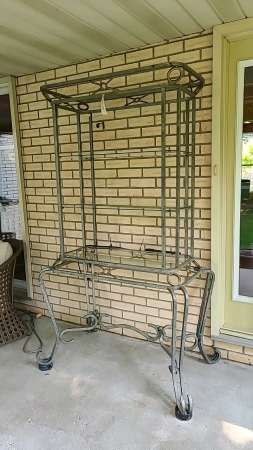 Outdoor Metal Shelf with glass shelves