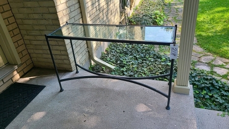 Outdoor Metal Table with Glass Top