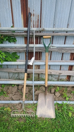 Garden Rake and Square Mouth Shovel