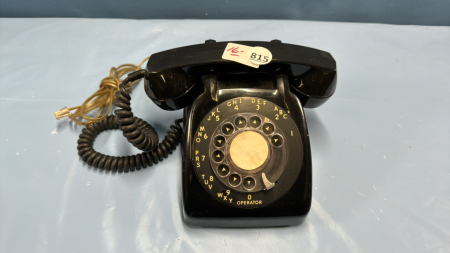 Black Rotary Dial Desk Phone