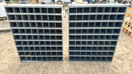 (2) Metal Parts Bins 34"W x 8"D x 42"H Each