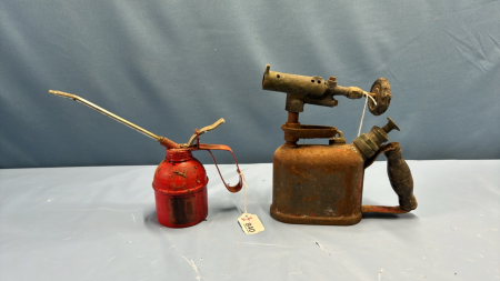 Oil Can and Torch with Brass Fittings -Ornamental Only