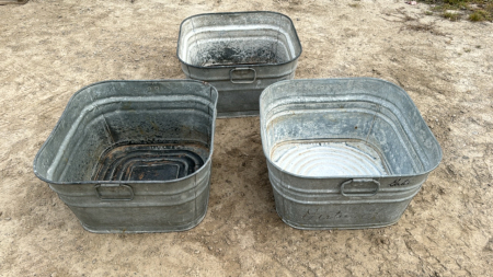 (3) Galvanized Wash Tubs