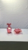 Rossi Glass Cranberry Glass Vase and Fluted Bowl