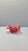 Rossi Glass Cranberry Glass Vase and Fluted Bowl - 4