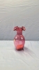 Rossi Glass Cranberry Glass Vase and Fluted Bowl - 6