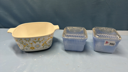 Corning Ware 1.75 Qt. Casserole & 2 Small Fridge Keepers